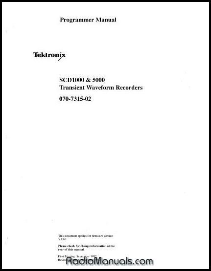 Tektronix SCD1000/SCD5000 Programmer Manual Tektronix SCD1000/SCD5000 Programmer Manual